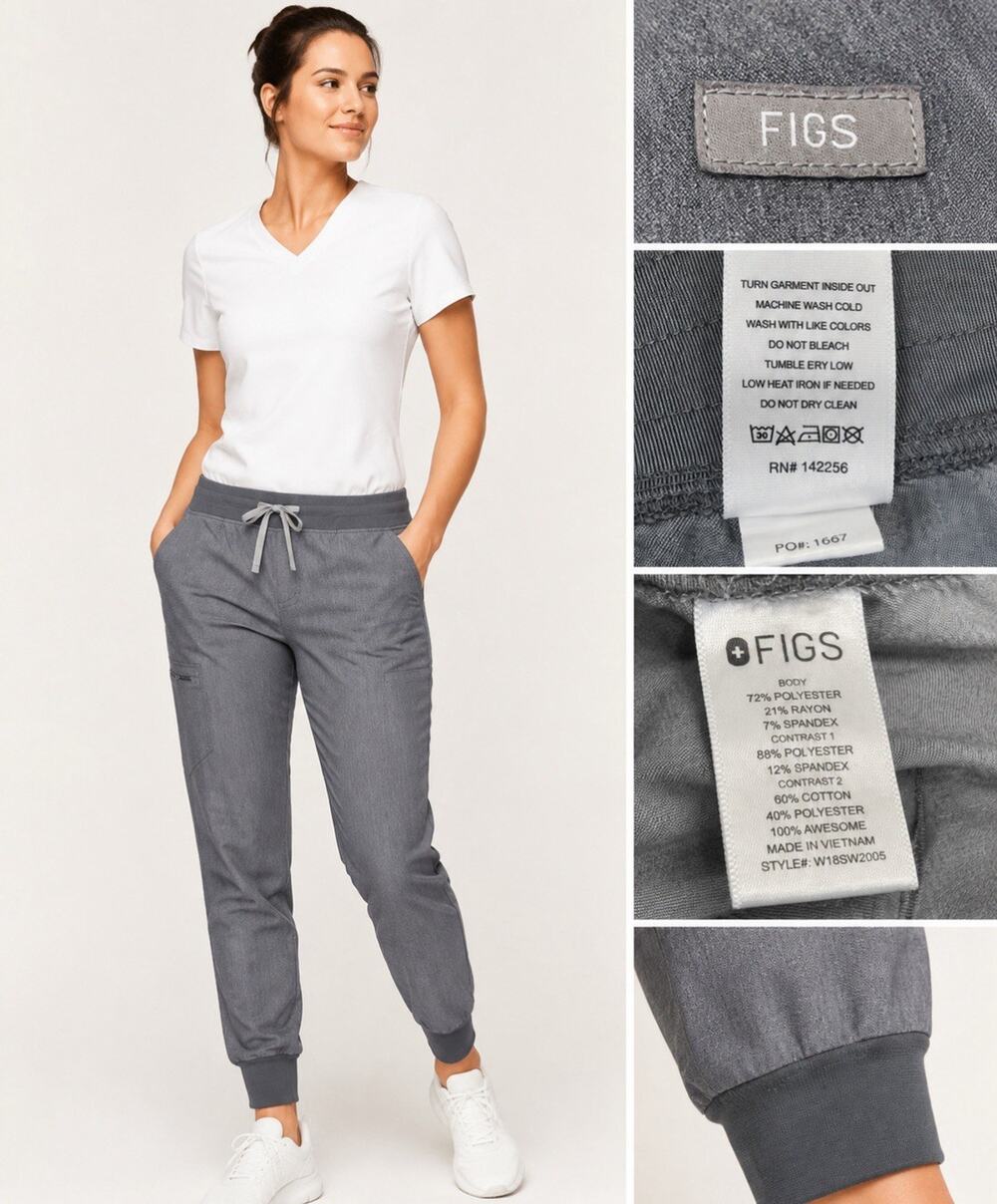 Medical Workwear FIGS Women's Zamora Scrub Jogger Pants Size XXL Gray